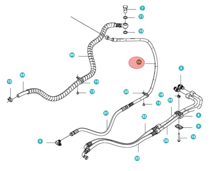 Hydraulic Hose, L=1090 5010876-01 in the group  at Motorsågsbutiken (5010876-01)