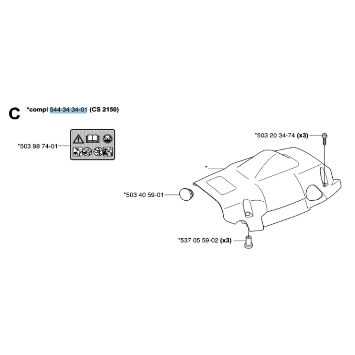 Cylinder cover 5443434-01 in the group  at Motorsågsbutiken (5443434-01)