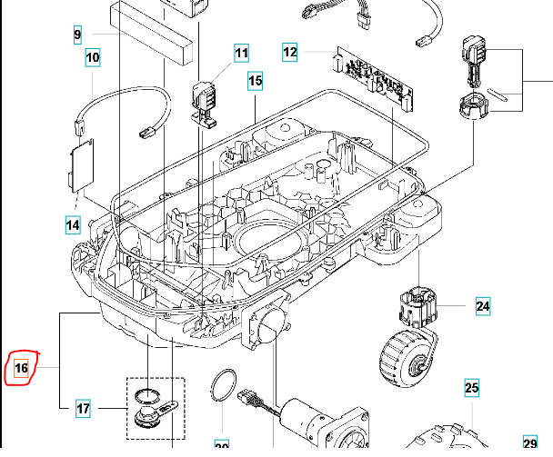 Chassis lower 405X/415X in the group Automower 405X - 2025 at Motorsågsbutiken (5992956-01)
