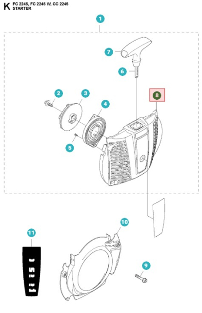 Starter housing Jonsered CC2245, FC2245