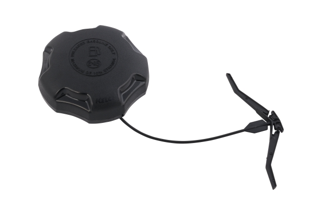 Cap 3.5in sealed (non-vented) fuel integr. plastic tether w/ catch anchor
