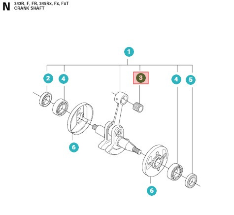Piston pin bearing Husqvarna 340, 345, 350 5014516-01