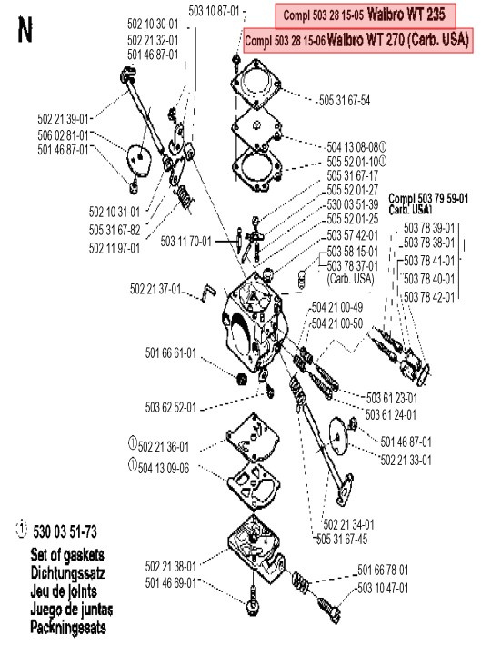 Carburetor 232R, 235FR, 235R, CC2036, GR2036
