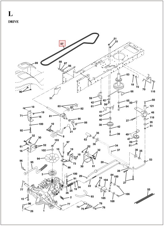 Drive belt for Husqvarna YTH 130, YTH 150, YTH 160, YTH 180