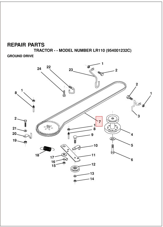 Transmission drive belt Husqvarna LR110, LR122