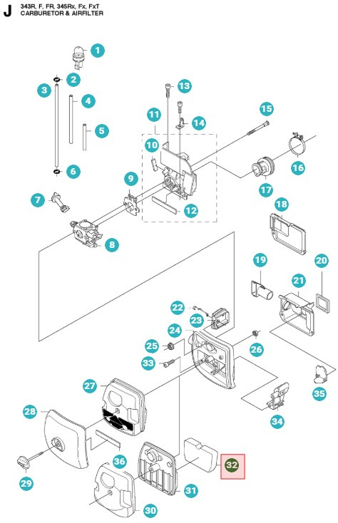 Air filter Husqvarna 345FX, 345RX, 343FR, FC2145