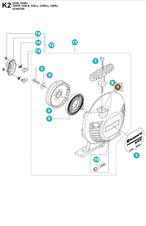 Starter Husqvarna 335FR, 335RX, 535RXT, 535FBX