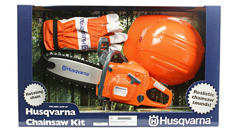 Husqvarna forestry kit for kids – chainsaw, helmet, gloves