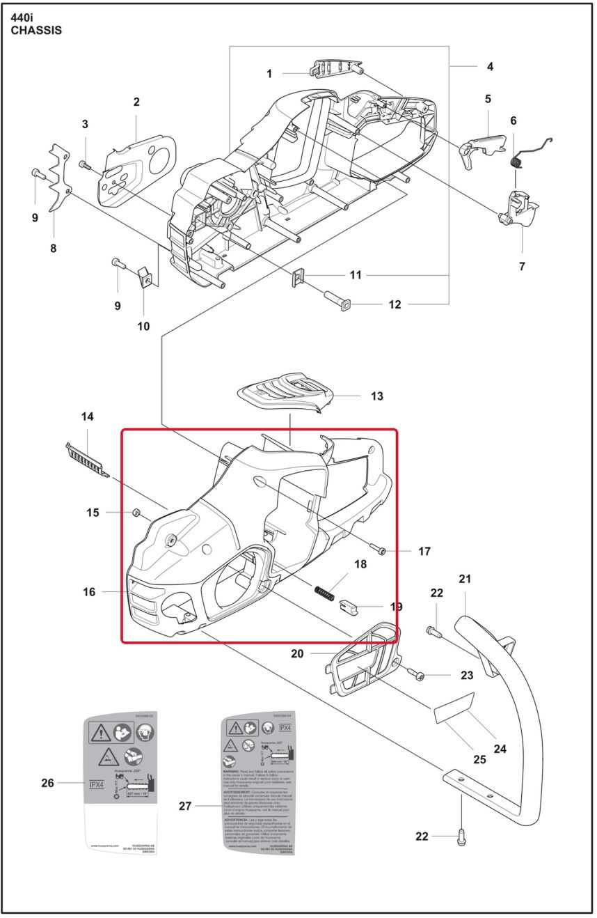 Chassis left / flywheel side