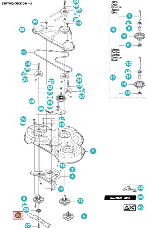 Husqvarna Lawn Mower Blade 36cm Combi 94
