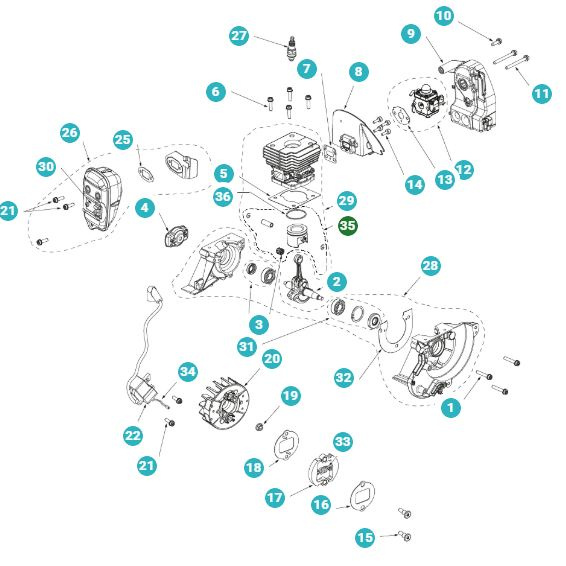 Piston Kit Husqvarna 129R, 129C, 129LK, 325R