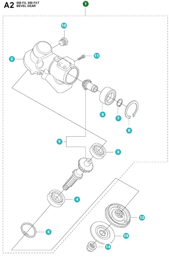 Bevel gear 355FX, 555FX, FC2255, FC2256