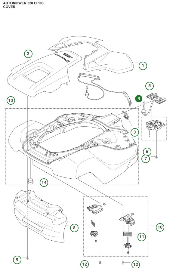 Orange LED wiring harness for Automower 520 EPOS, 550 EPOS